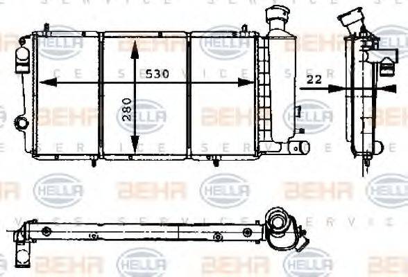 HELLA 8MK376715411 Радіатор, охолодження двигуна