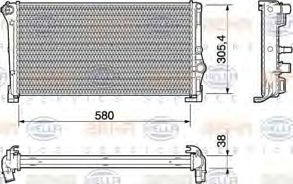 HELLA 8MK376754371 Радіатор, охолодження двигуна