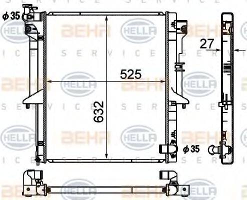 HELLA 8MK376790331 Радіатор, охолодження двигуна