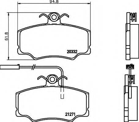 HELLA 8DB355017871 Комплект гальмівних колодок, дискове гальмо