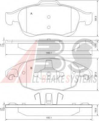 A.B.S. 37598OE Комплект гальмівних колодок, дискове гальмо