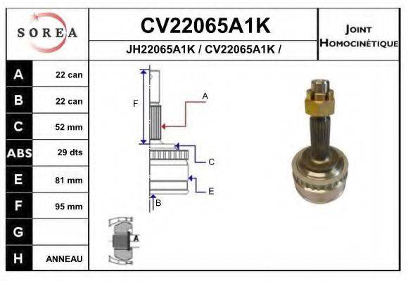 EAI CV22065A1K Шарнірний комплект, приводний вал