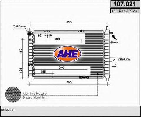 AHE 107021 Радіатор, охолодження двигуна