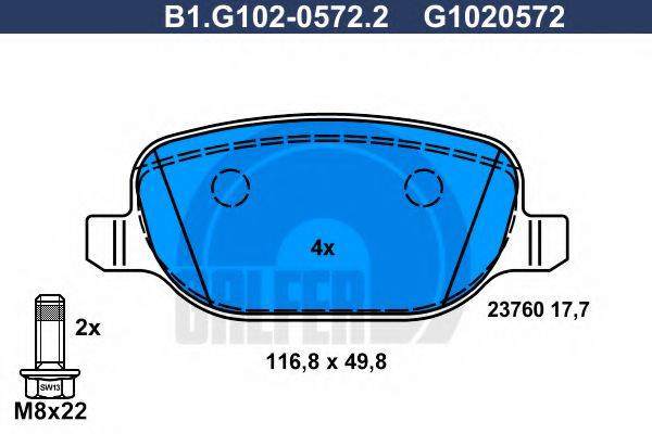 GALFER B1G10205722 Комплект гальмівних колодок, дискове гальмо