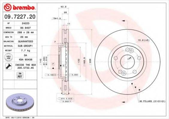 BREMBO 09722720 гальмівний диск