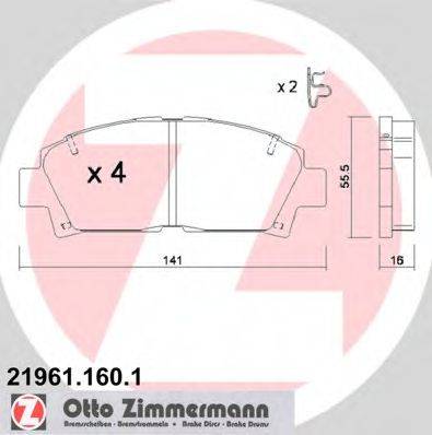 ZIMMERMANN 219611601 Комплект гальмівних колодок, дискове гальмо
