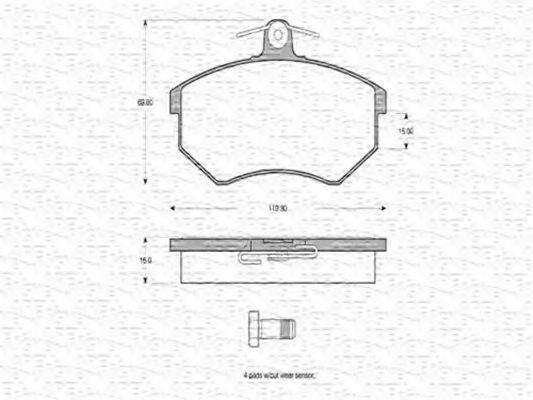 MAGNETI MARELLI 363702160198 Комплект гальмівних колодок, дискове гальмо