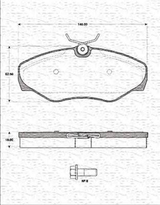 MAGNETI MARELLI 363702161293 Комплект гальмівних колодок, дискове гальмо